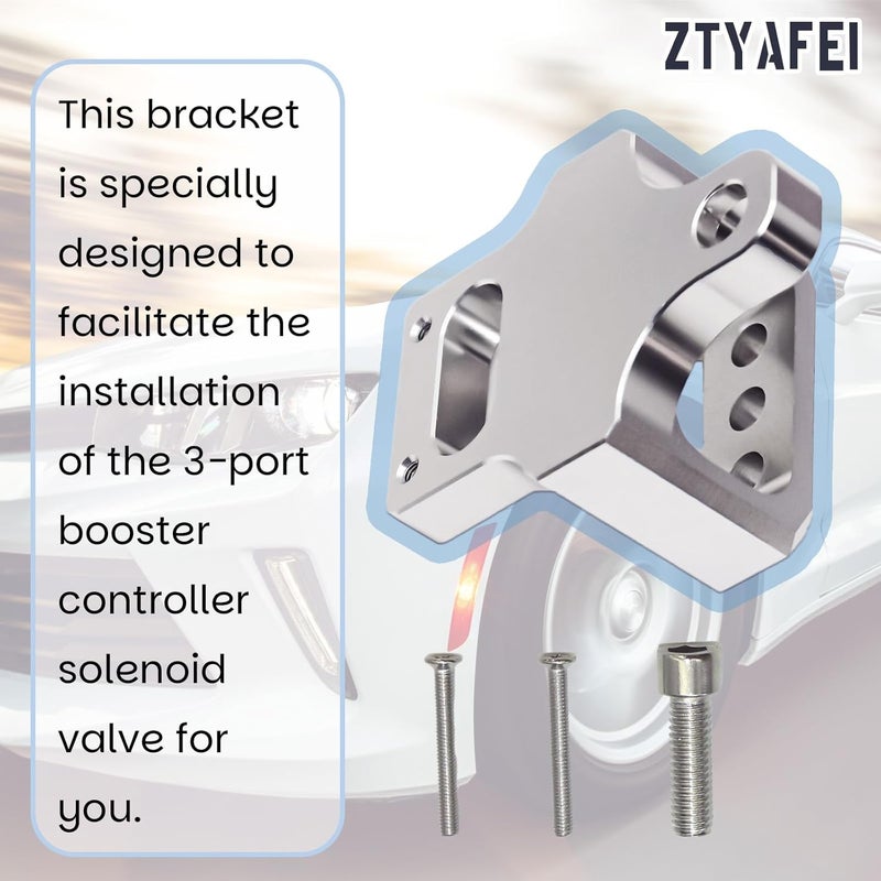 ZTYAFEI Universal 3-Port Solenoid Valve Mount Bracket for MAC/AEM Boost Controllers - CNC Billet Aluminum Holder (Black) (Silver) - Image 5